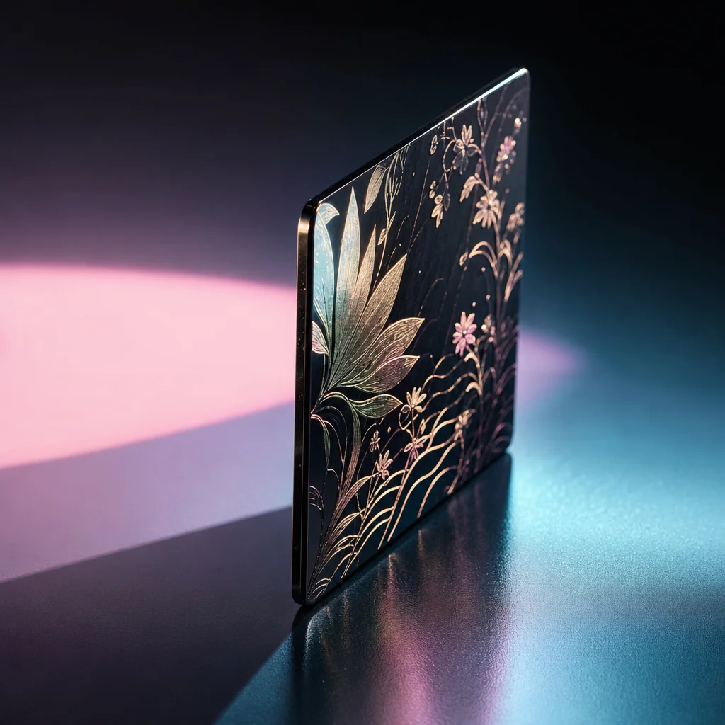 Metallic Rabona VIP card on holographic pastel surface